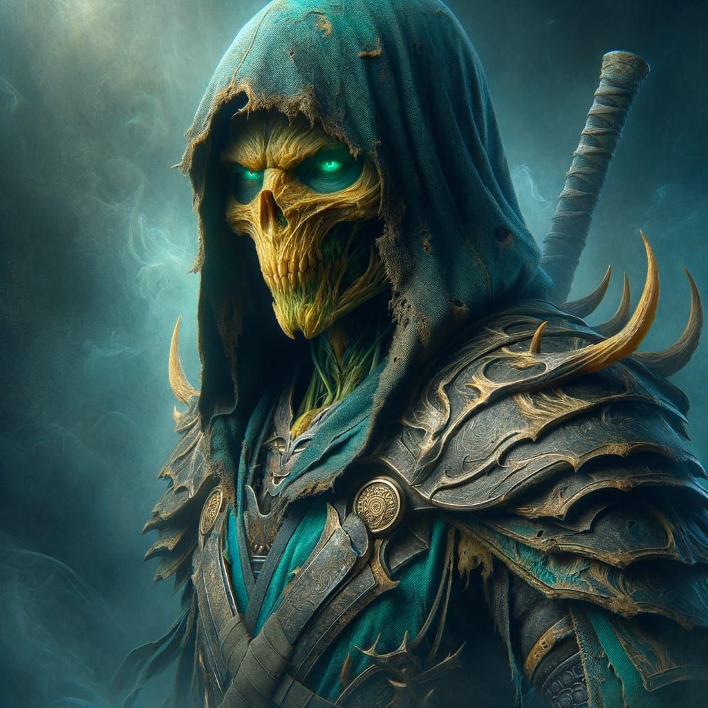 Dark Fantasy Ninja Warrior in Digital Matte Painting