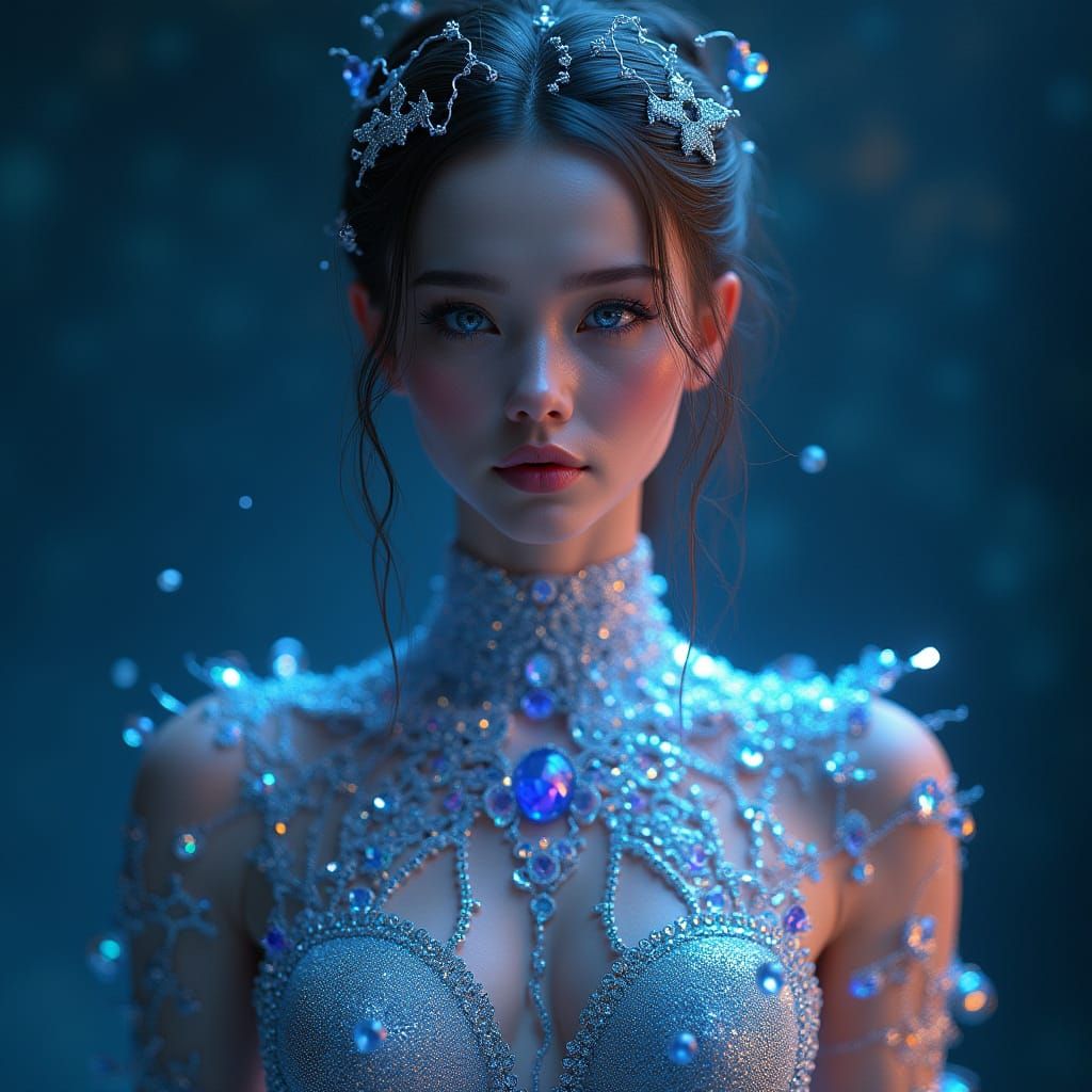 Hyperrealistic Portrait of a Futuristic Goddess