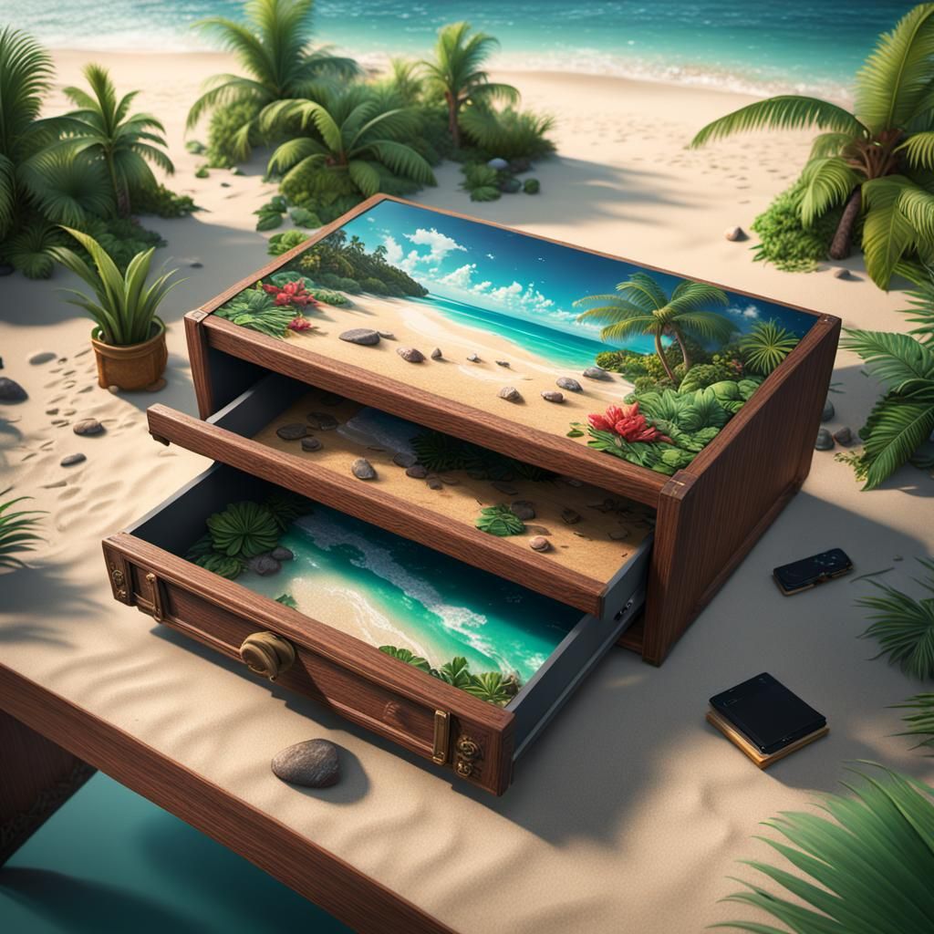 Tropical Beach in a Drawer: Fantasy Concept Art