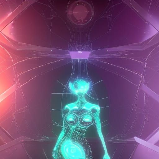 Glitched Cosmic Entity in Fantasycore Style