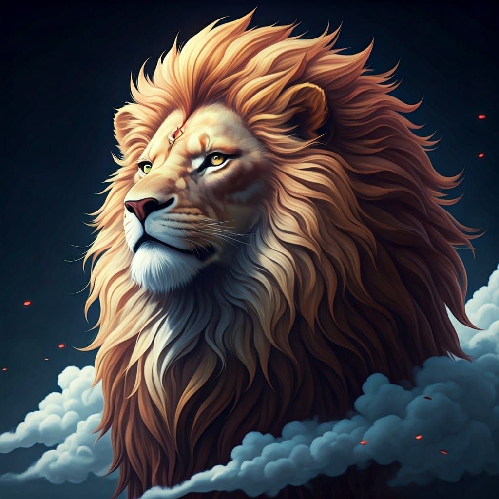 Majestic Cloud Lion in 3D Anime Art