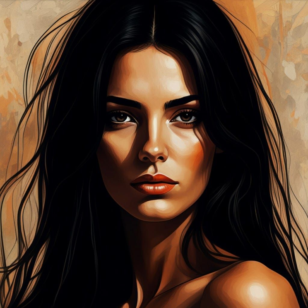 Argentine Woman Portrait in Expressive Sketch Style