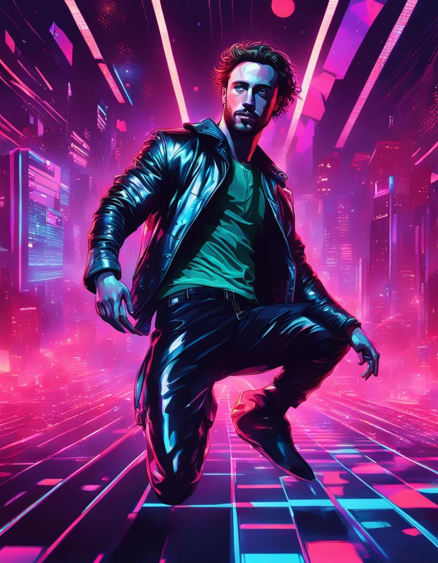 Cyberpunk Dancer in Stylized Digital Art