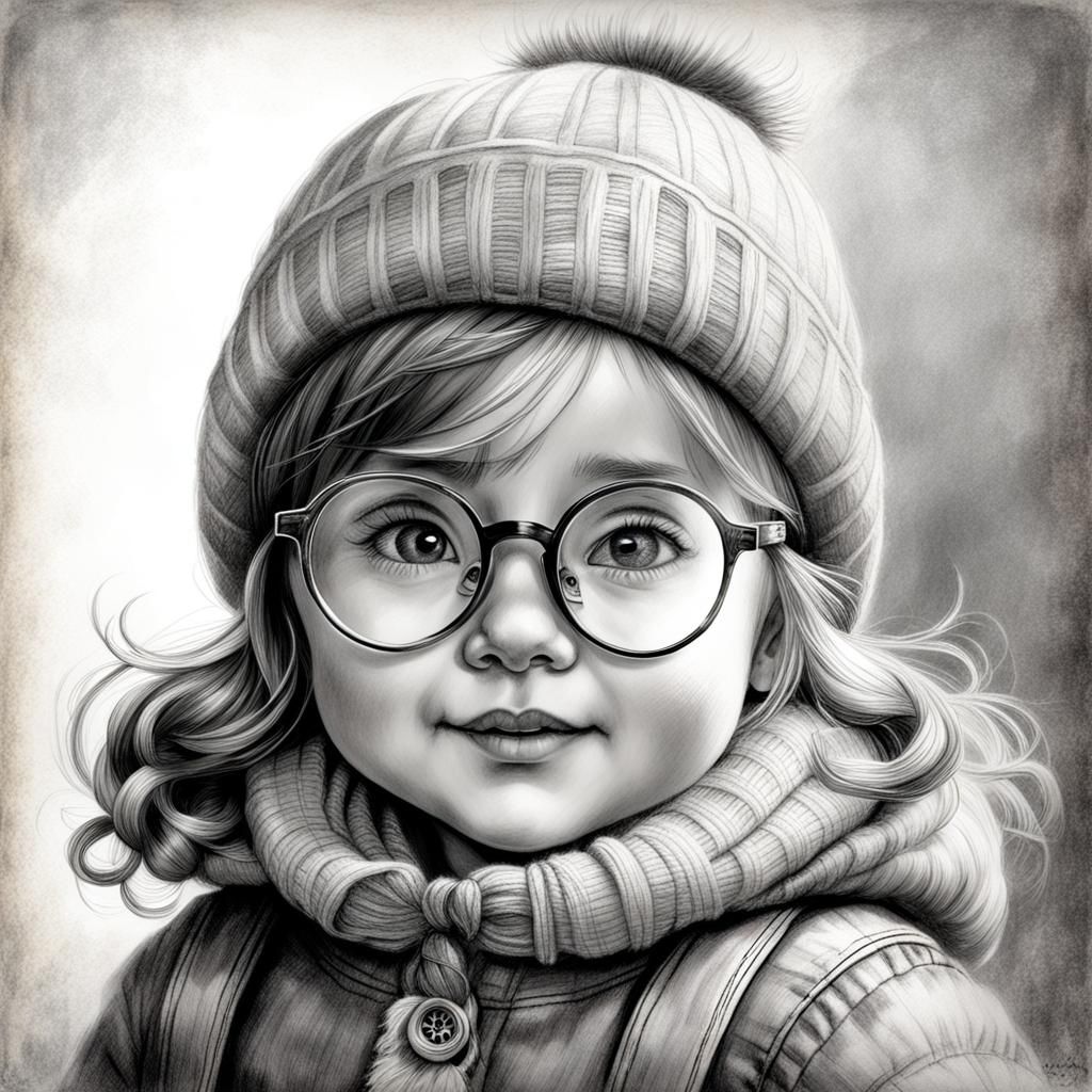 Grayscale pencil drawing, sketch