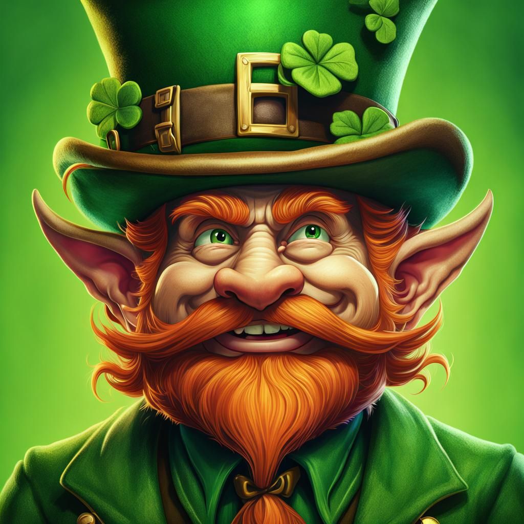 Humorous Leprechaun Meme in Detailed Matte Painting