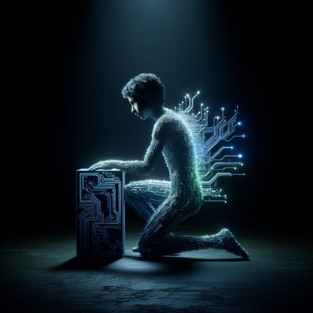 Circuitry Boy: Digital Portrait in Ethereal Light