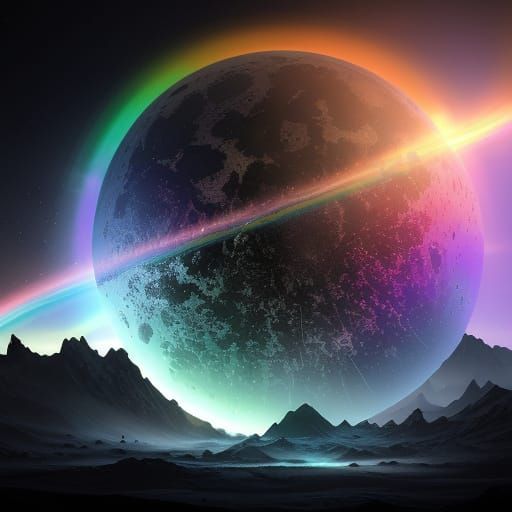 Spectacular Rainbow Prism on the Moon in 3D Rendering