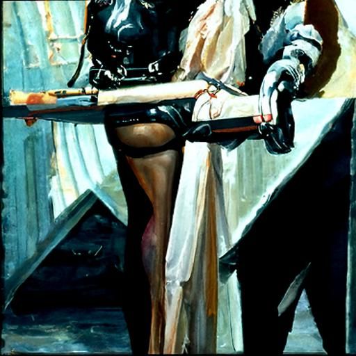 Dominatrix as Oil Painting in Classical Realism