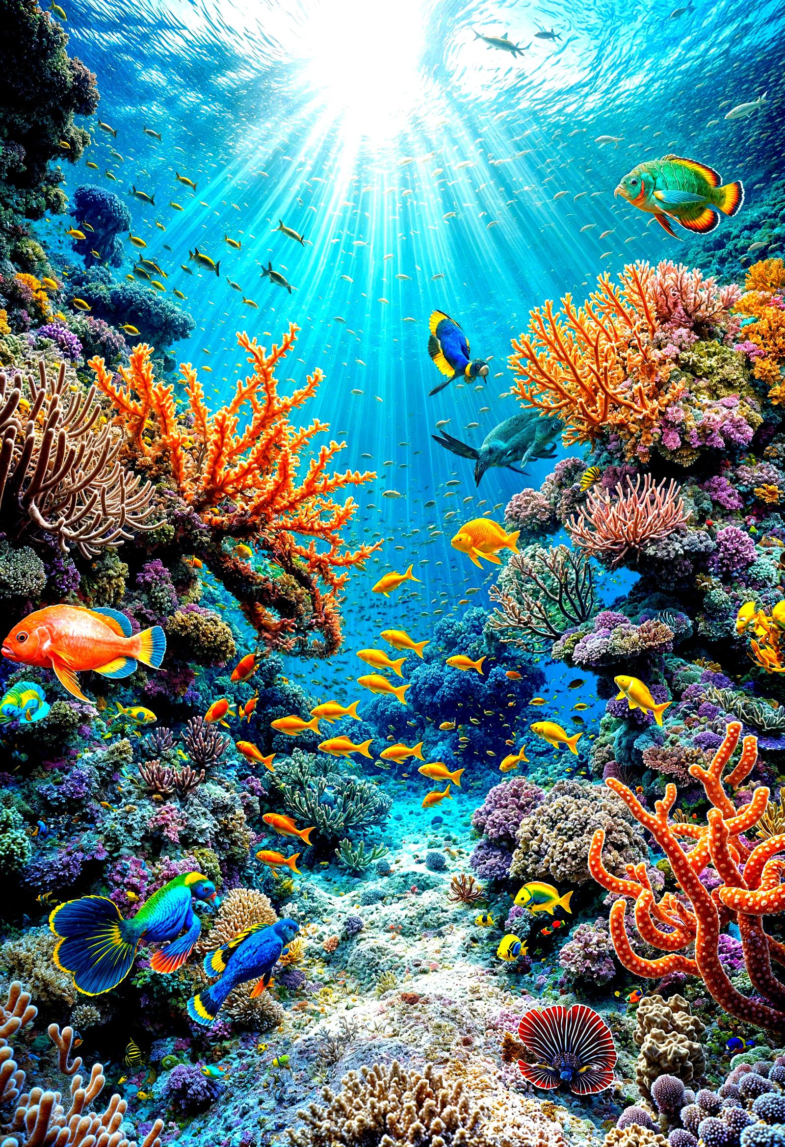Exotic Coral Reef Ecosystem in Vivid Colors