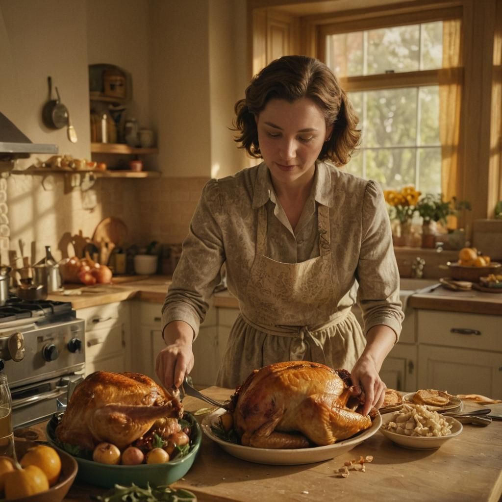 Cinematic Thanksgiving Feast in Golden Light