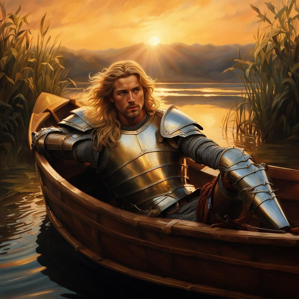 Wounded Knight in Boat: Pre-Raphaelite Art