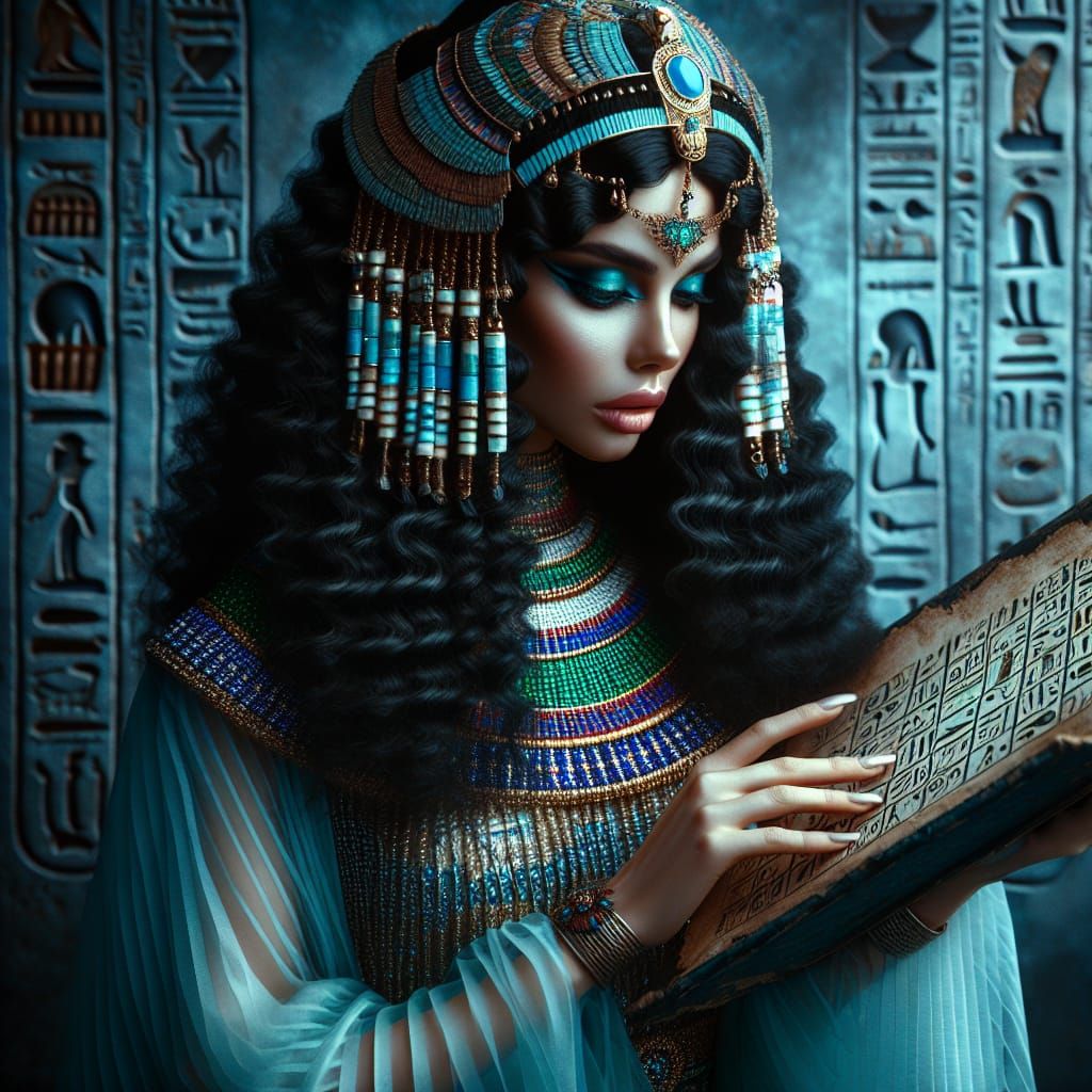 Ancient Egyptian Goddess of Spells in a Cinematic Scene