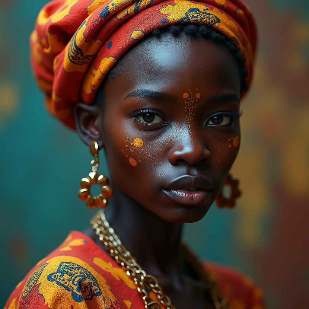Hyperrealistic Congolese Portrait with Fantasy Background