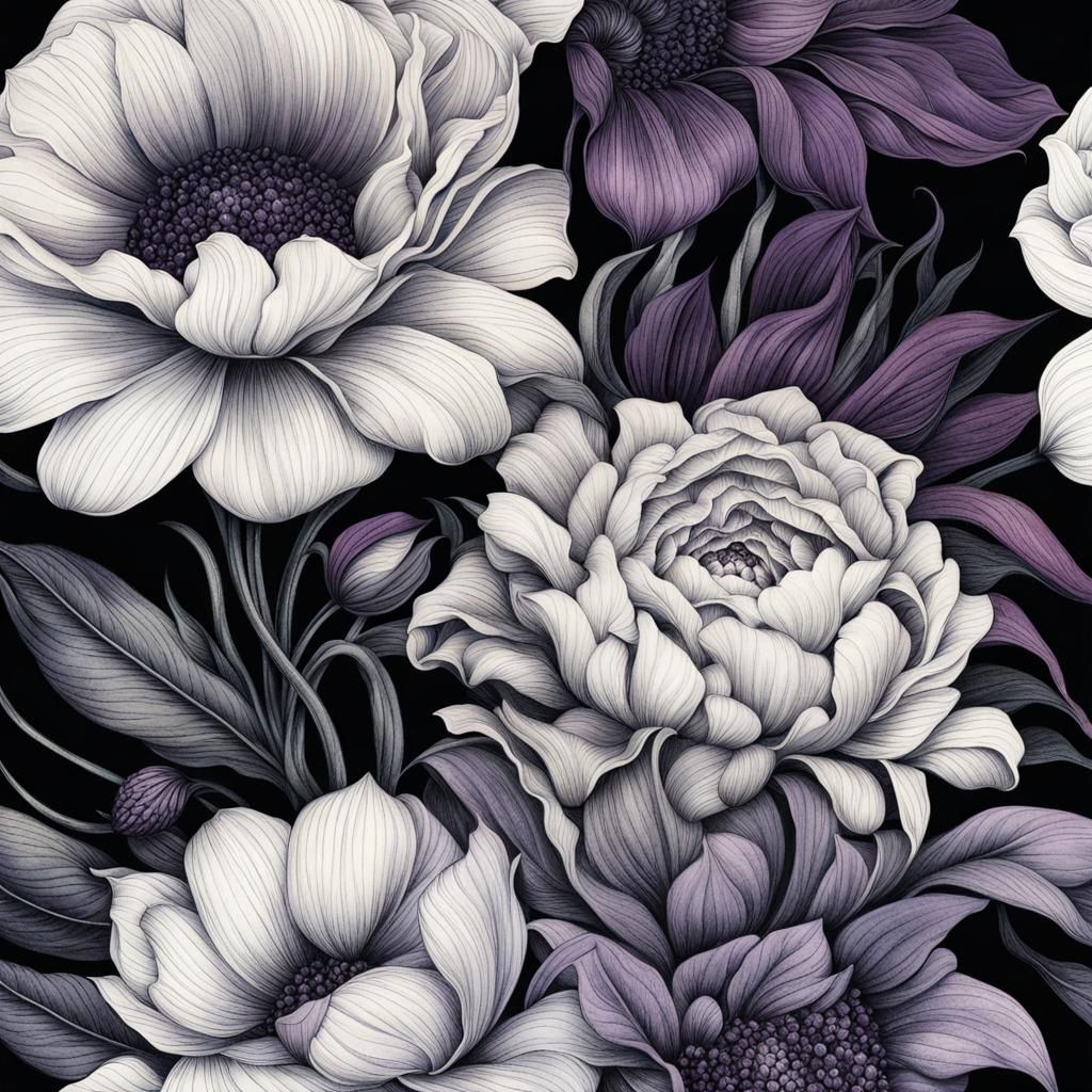 Eerie Bouquet: Liquid Ink Watercolor in Black