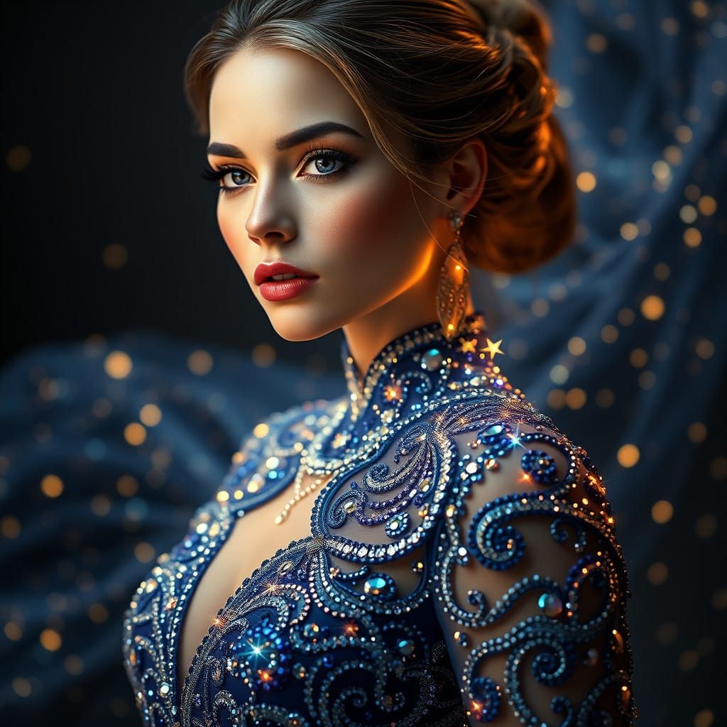 Ethereal Beauty Illuminated by Celestial Lights