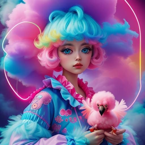 Smokey Pink Flamingo Chick in Vivid Colors