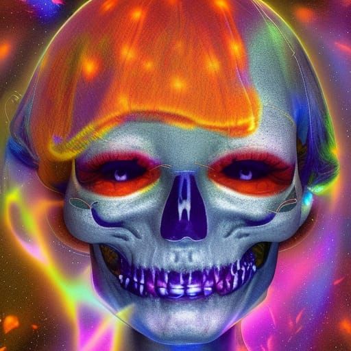 Holographic Cosmic Halloween Illustration in Astral Style