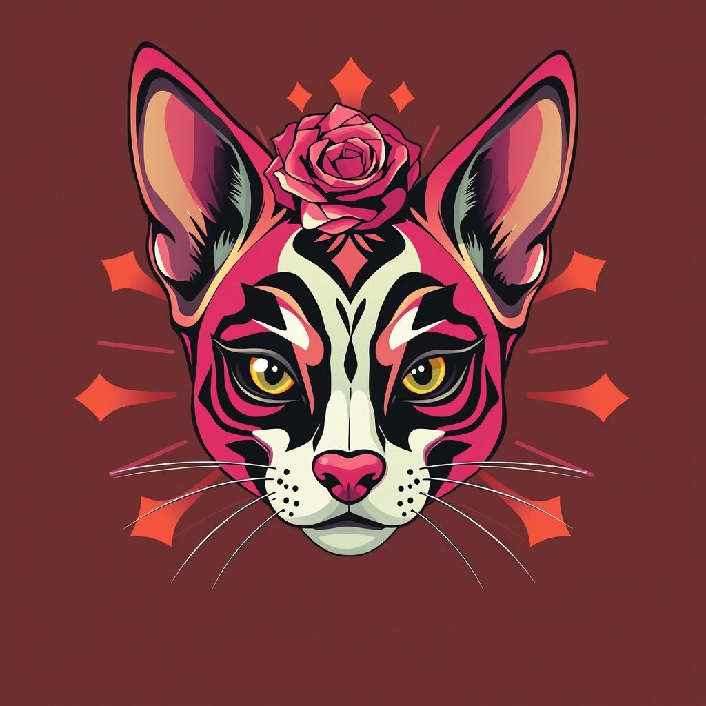 Pink Wolf Catrina in Pop Art Style