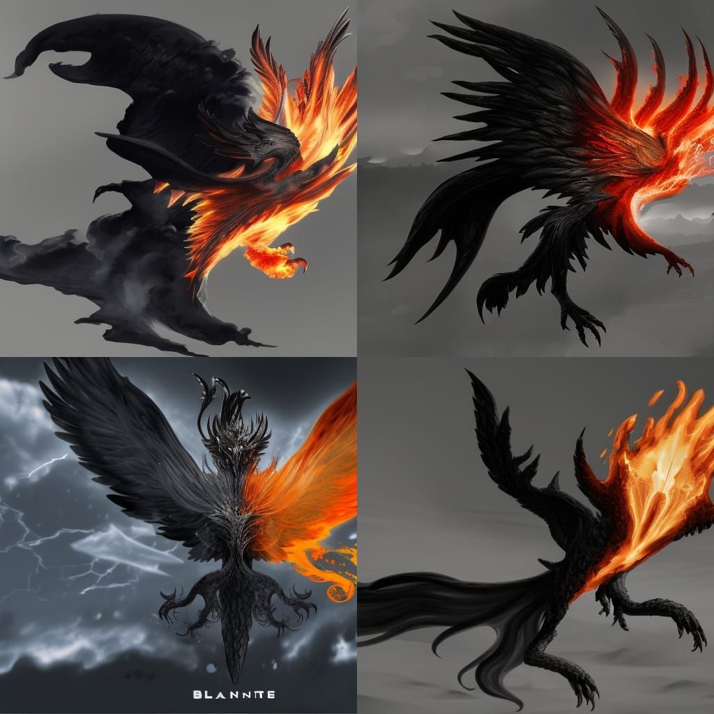 Elemental Wind Phoenix Outline in Detailed Matte Painting