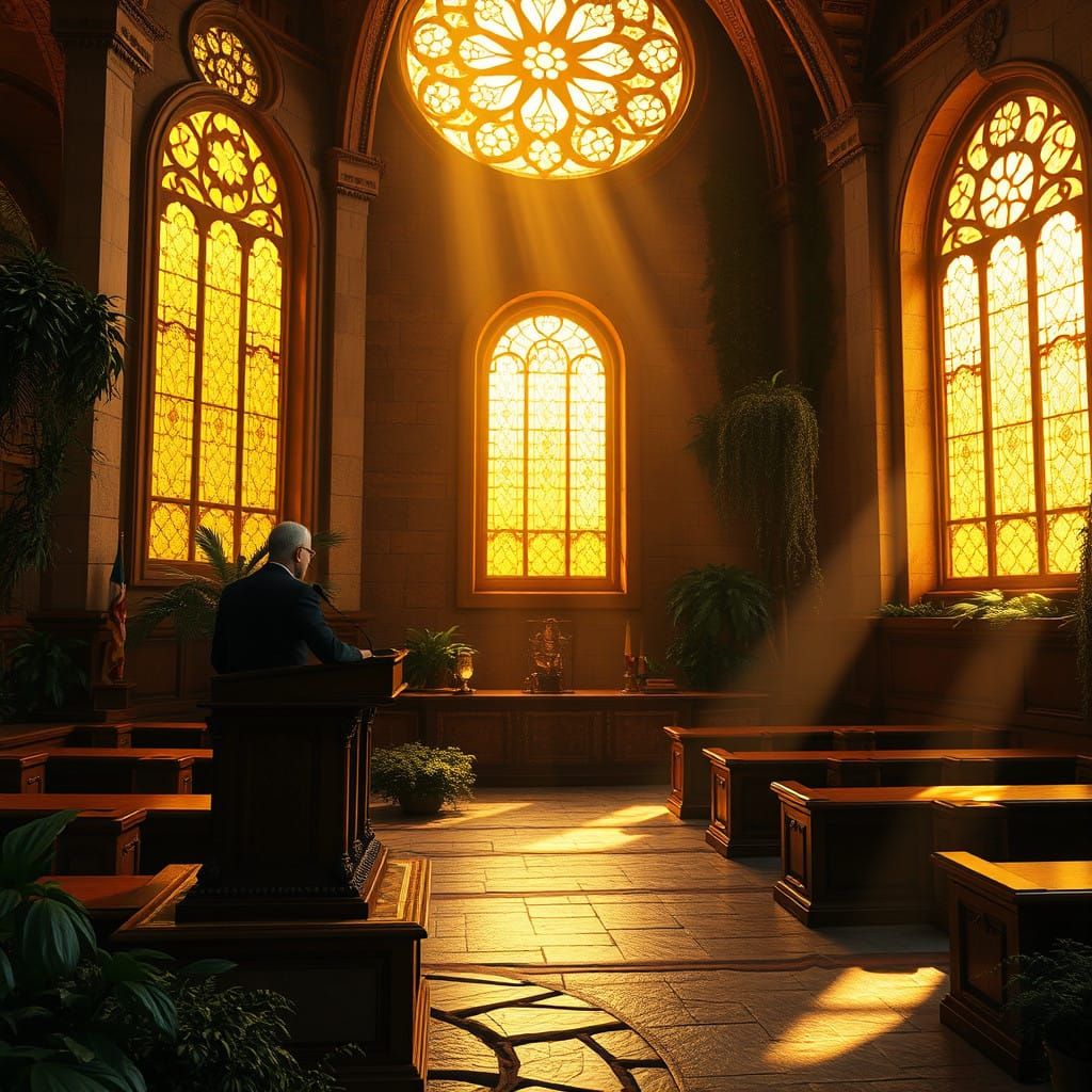 Ethereal Scene of Yechiel Sinyoor Addressing Knesset in Jeru...