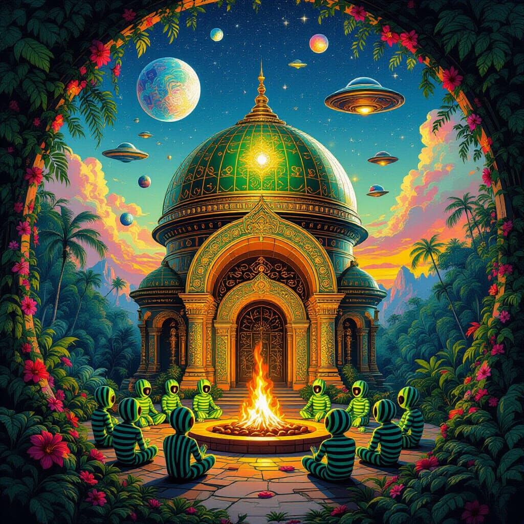 Alien Temple in Tropical Rainforest