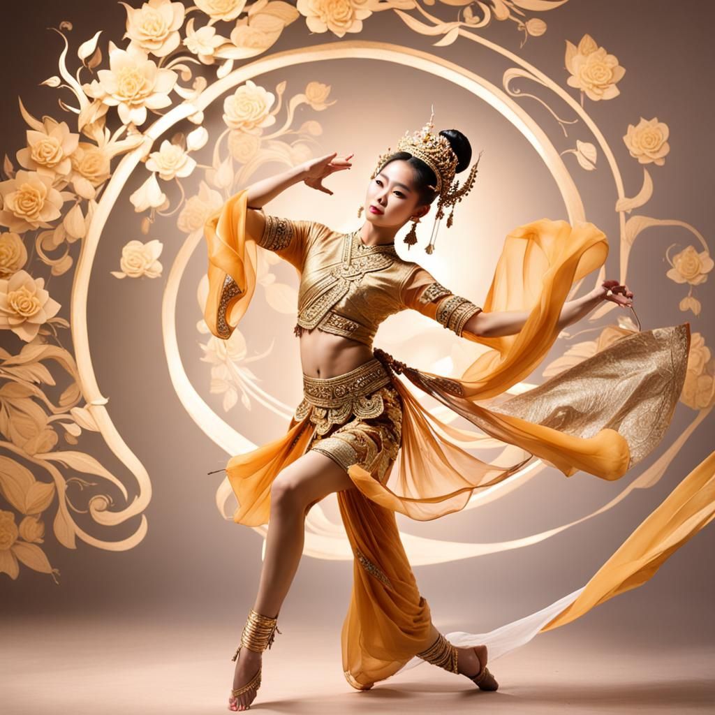 Beautiful Thai Dancer in Artistic Pose