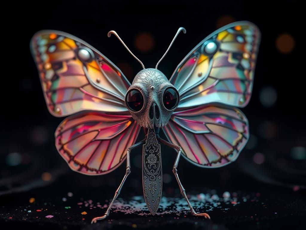 Surreal Butterfly with Knife and Fork, Dark Art