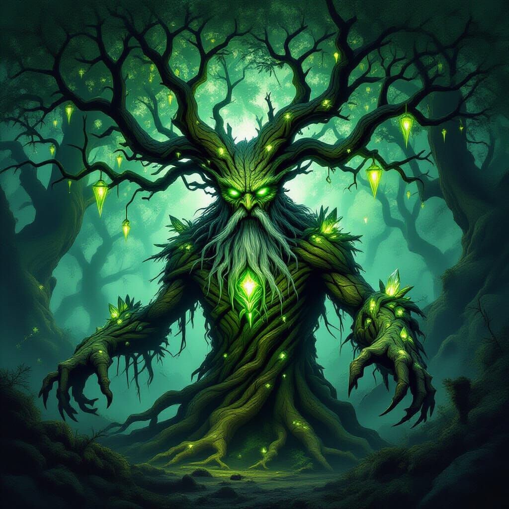 Mystical Treant Guardian in Dark Fantasy Style