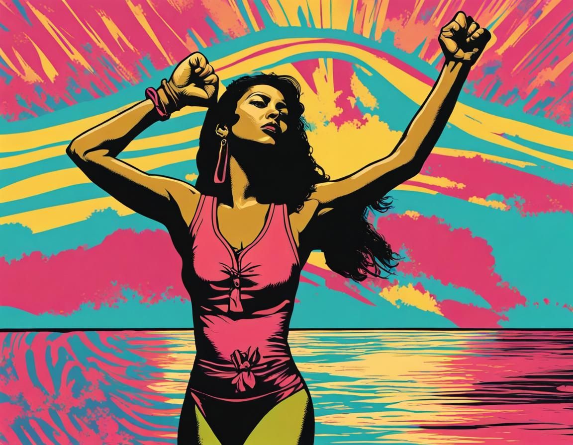 Psychedelic Pop Art Screenprint of Carissa Kainani Moore