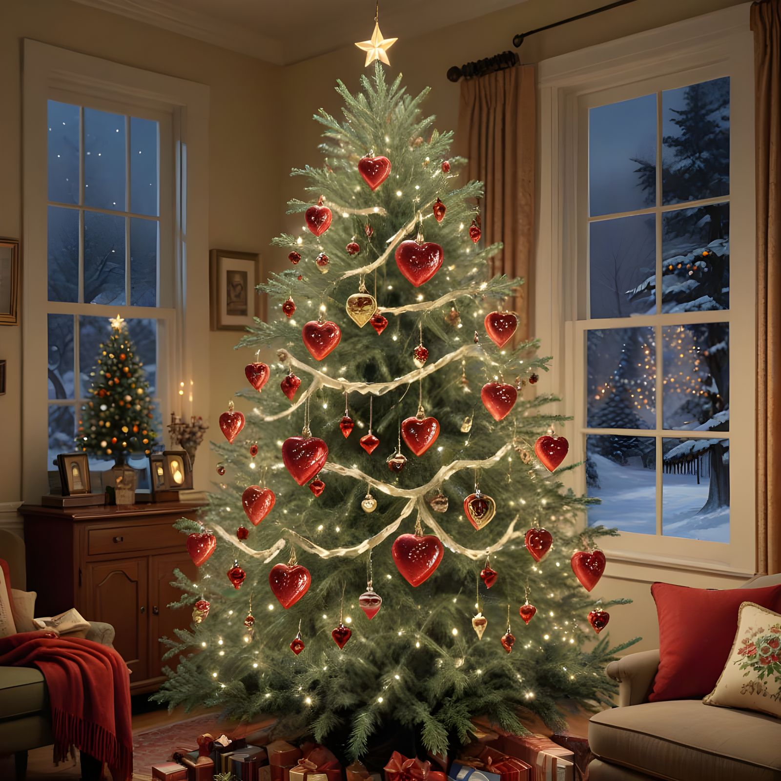 Red, White, and Green Christmas Tree Decor