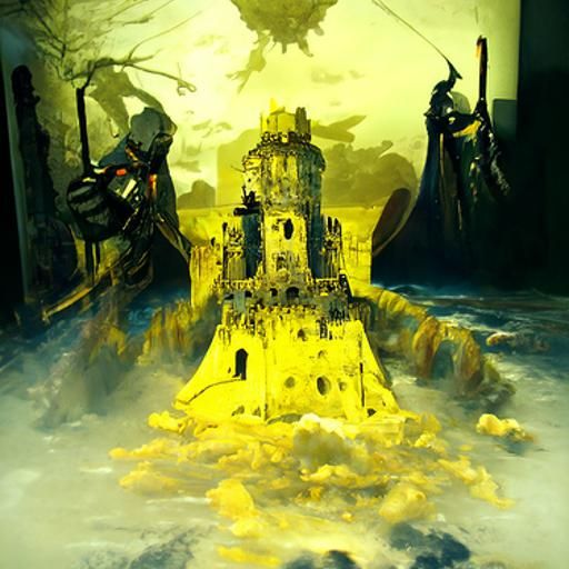 Black Castle Siege in a Surreal Otherworld