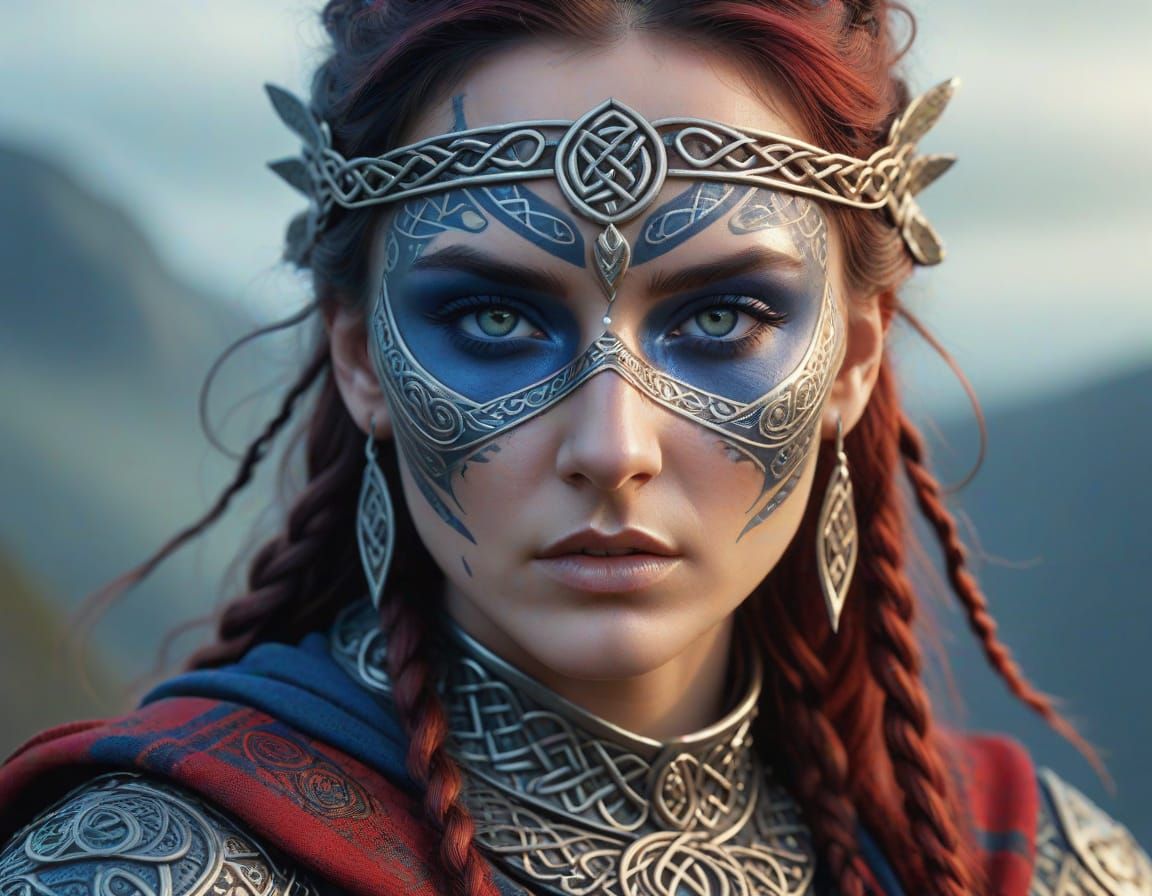 Celtic Warrior Goddess in Weathered Armor