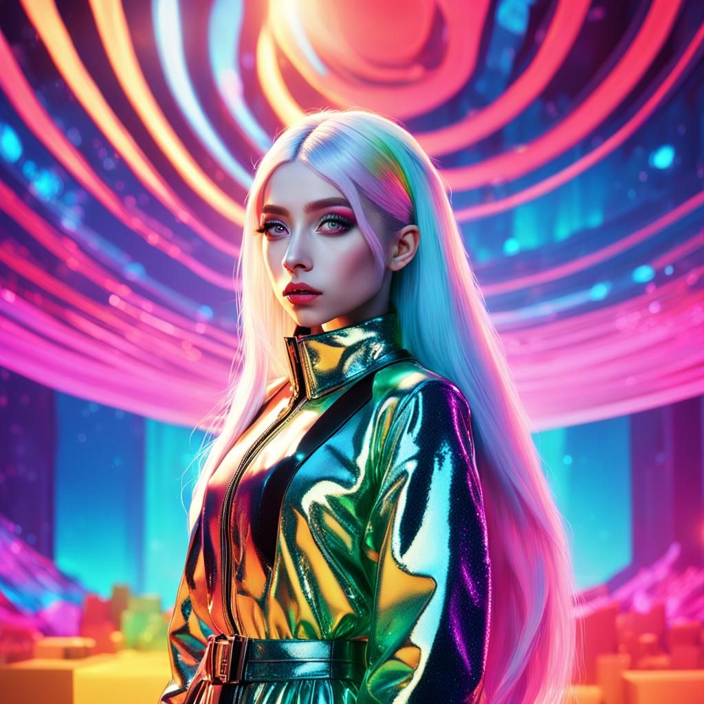 Ava Max Portrait in Shimmering 3D Digital Art