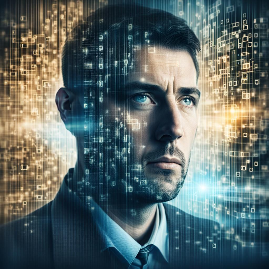 Binary Code Dream: Double Exposure Portrait