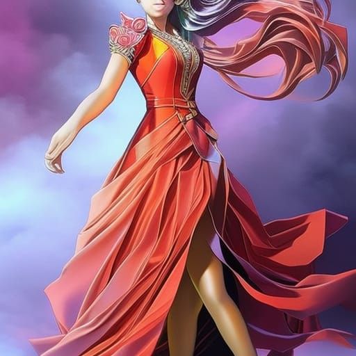 Hyperrealistic Dress with Splash Art Background