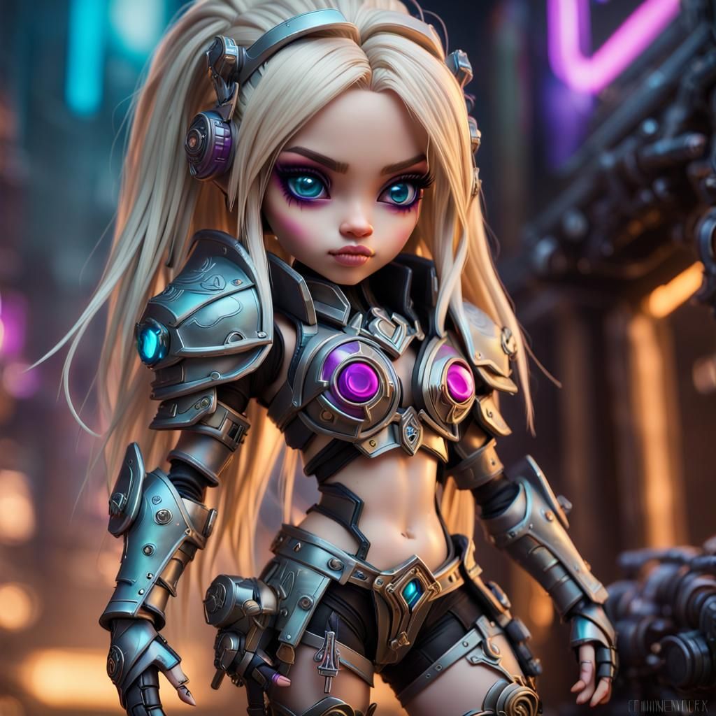 Chromie as Cyberpunk Bratz Doll: Hyperrealistic HDR