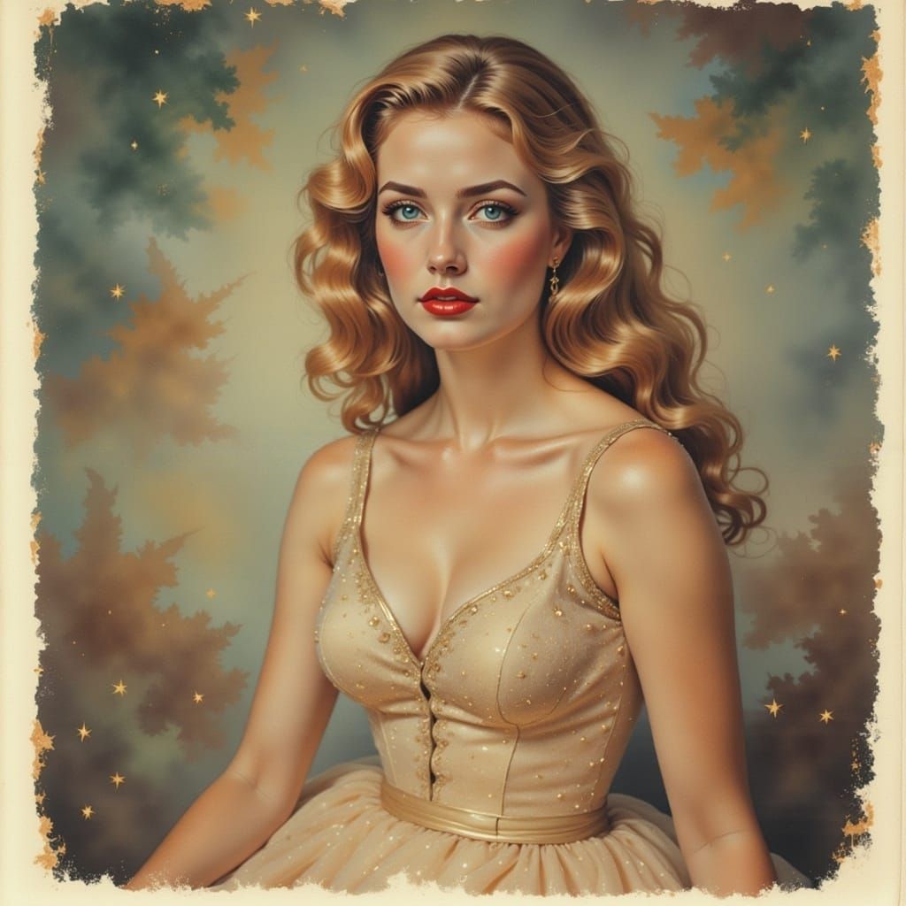 1950s Blonde Beauty in Polaroid Style
