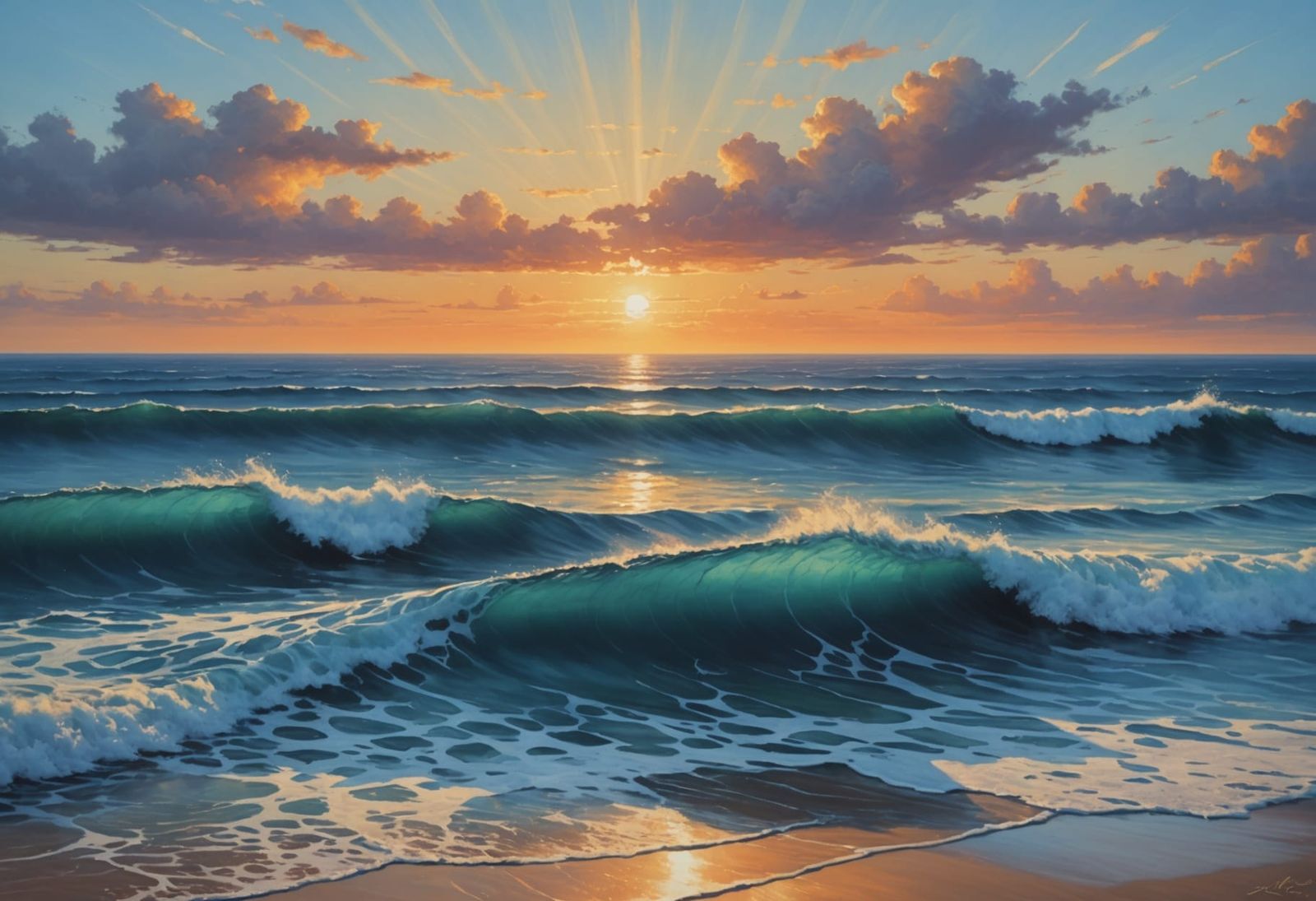 Mesmerizing Blue Ocean Sunset Landscape