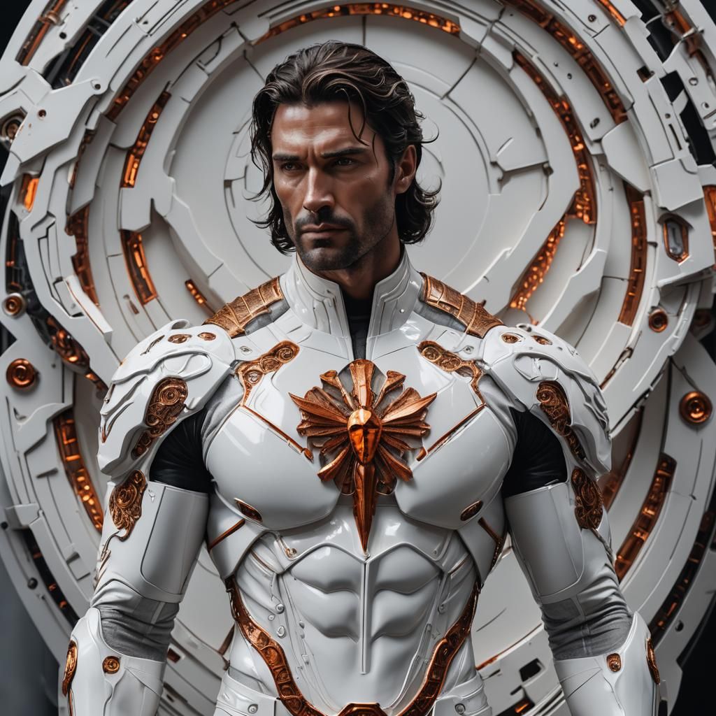 Hyperrealistic Portrait of a Muscular Man in White