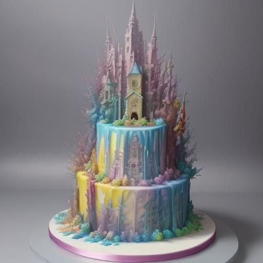 Elaborate Cake Sculpture in Watercolour Graffiti Art
