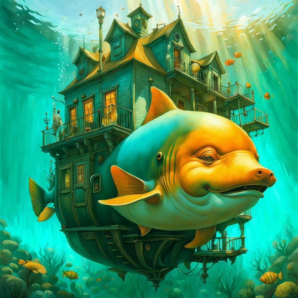 Vibrant Underwater Whimsilandia: A Steampunk Masterpiece