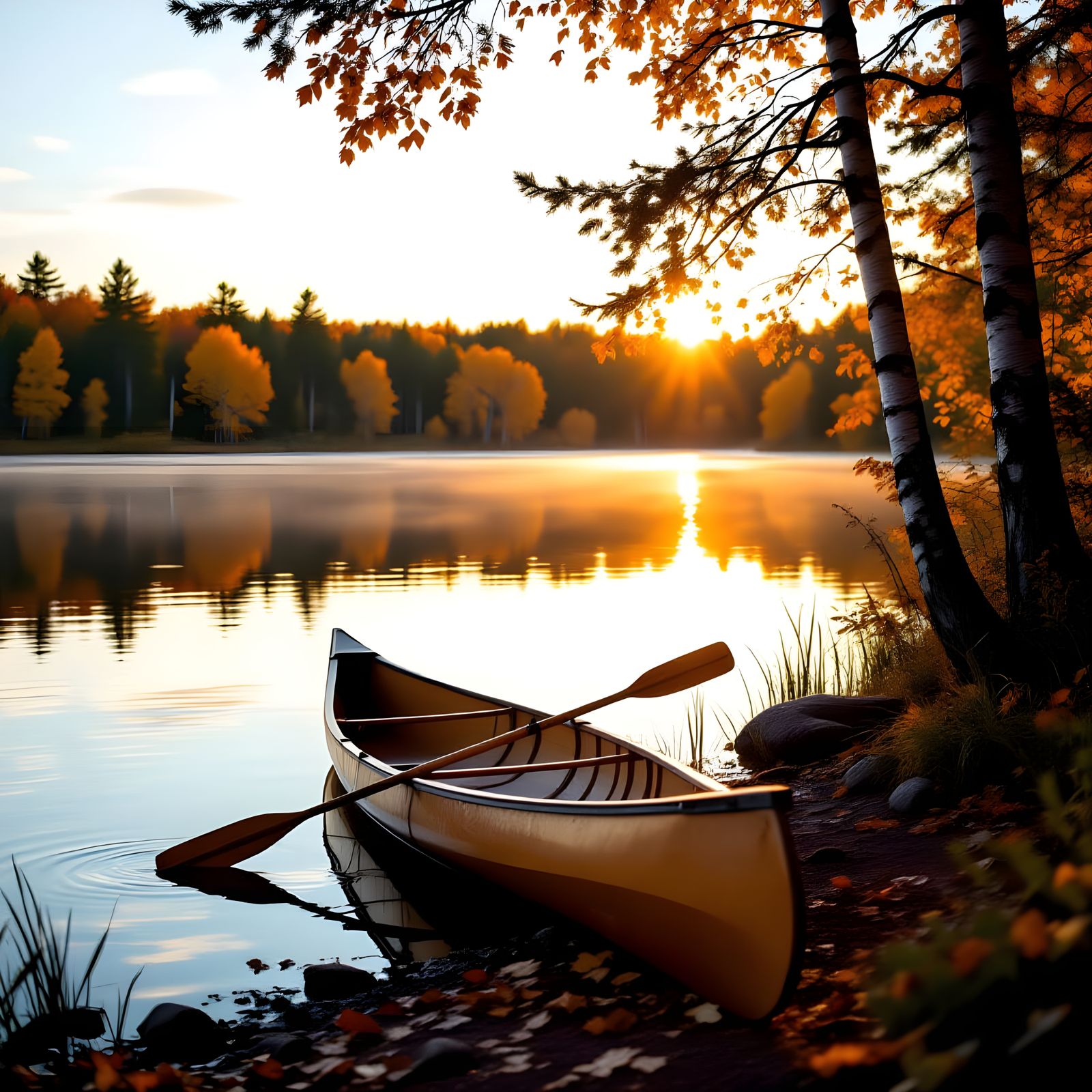 Cinematic Fall Afternoon on a Wooded Lake