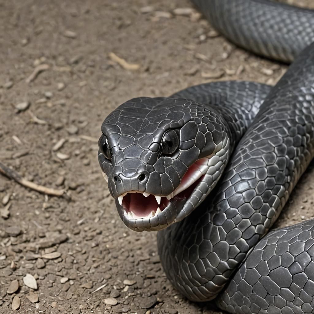 Menacing Black Mamba Snake Close-Up