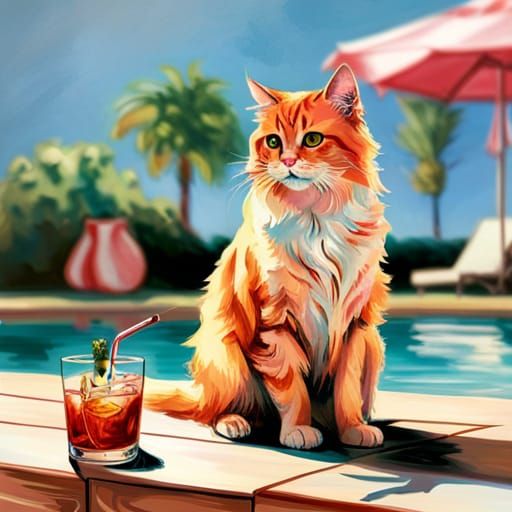 Felines by the poolside