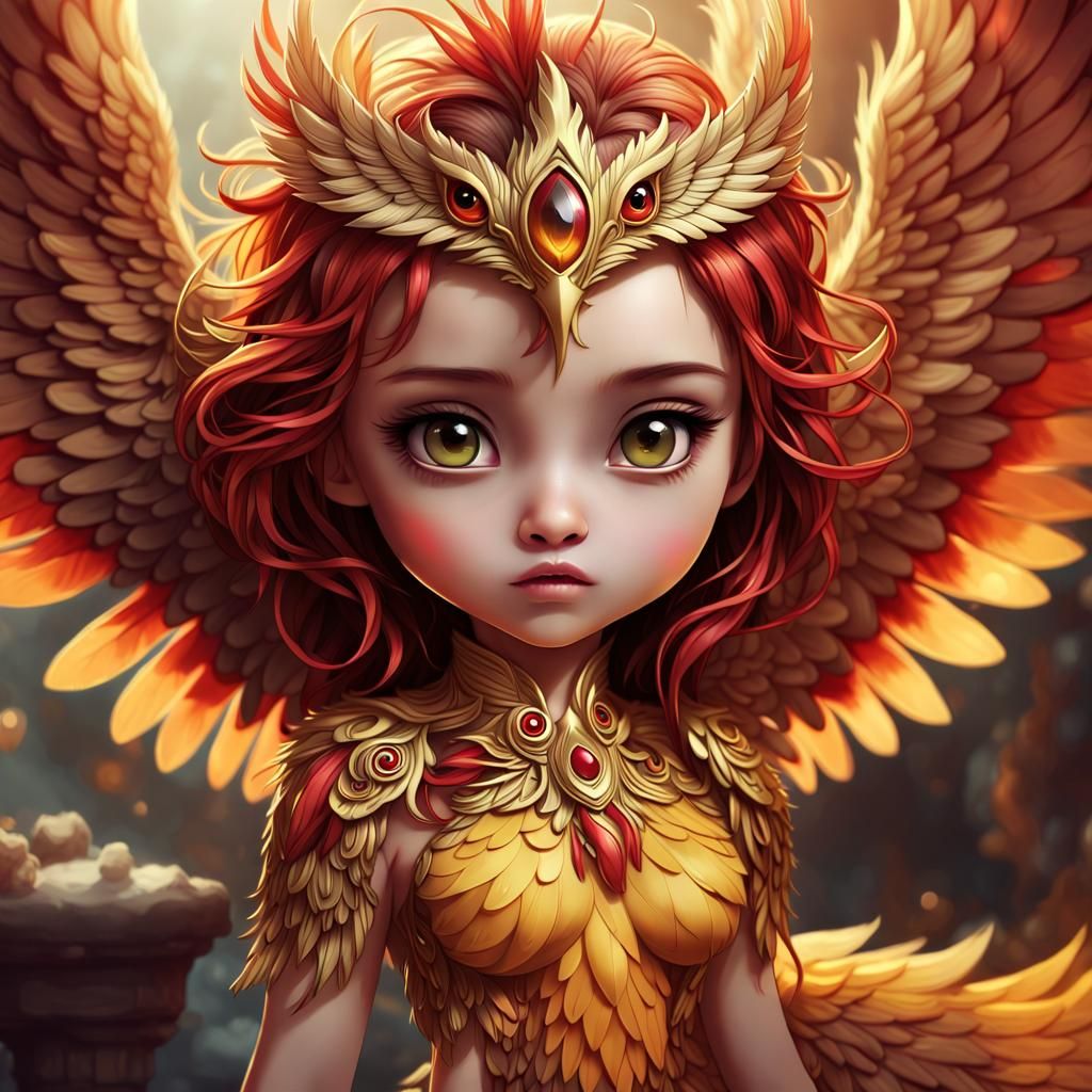 Cute Chibi Phoenix: Breathtaking Fantasy Artwork