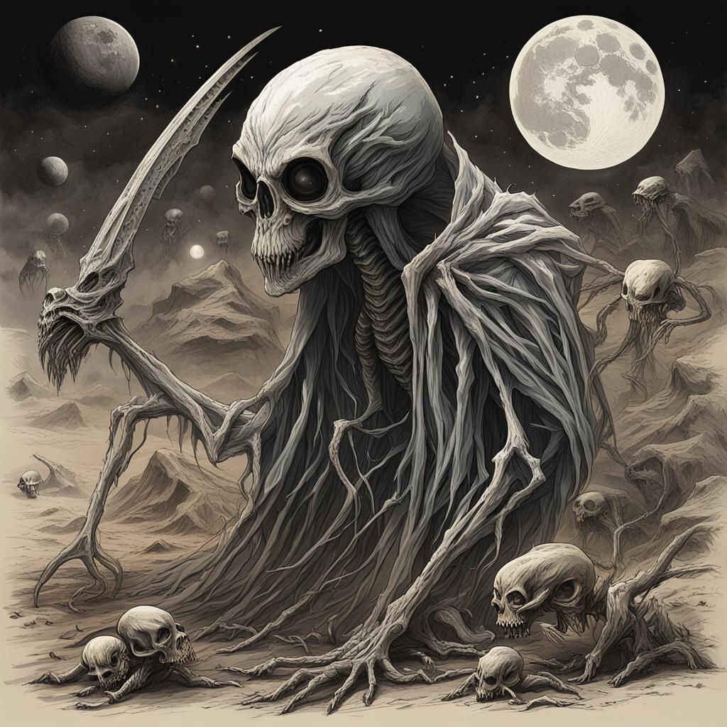 Alien Exoplanet with Grim Reaper Specimens: Concept Art