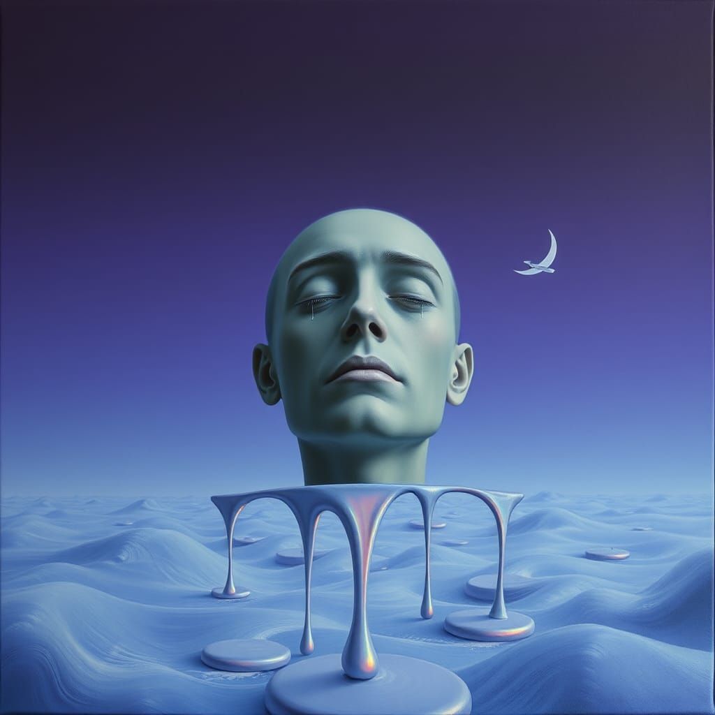 Dreamer in Subconscious Surrealism as Oil Painting