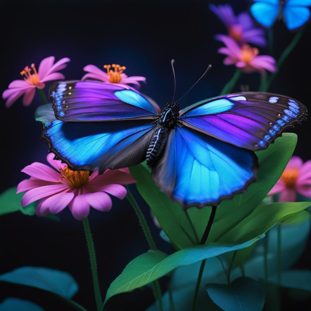 Neon Botanical Butterfly Hybrid in Macro Detail