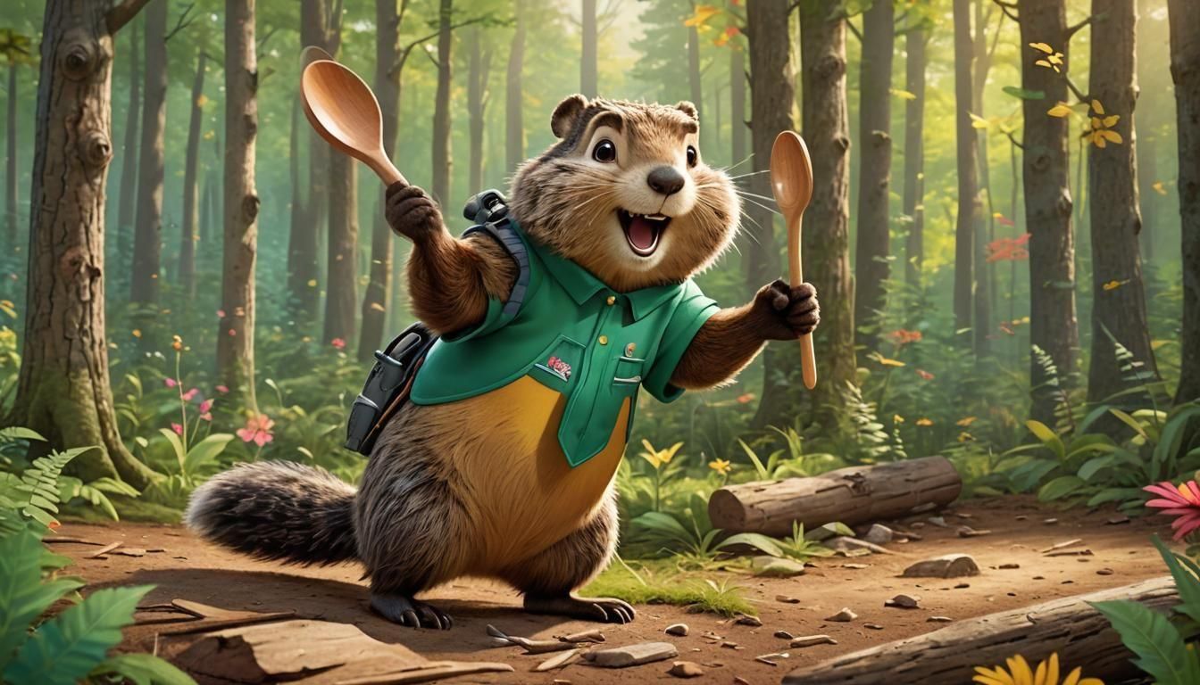 Woody Woodchuck's Confident Performance in Cartoon Style