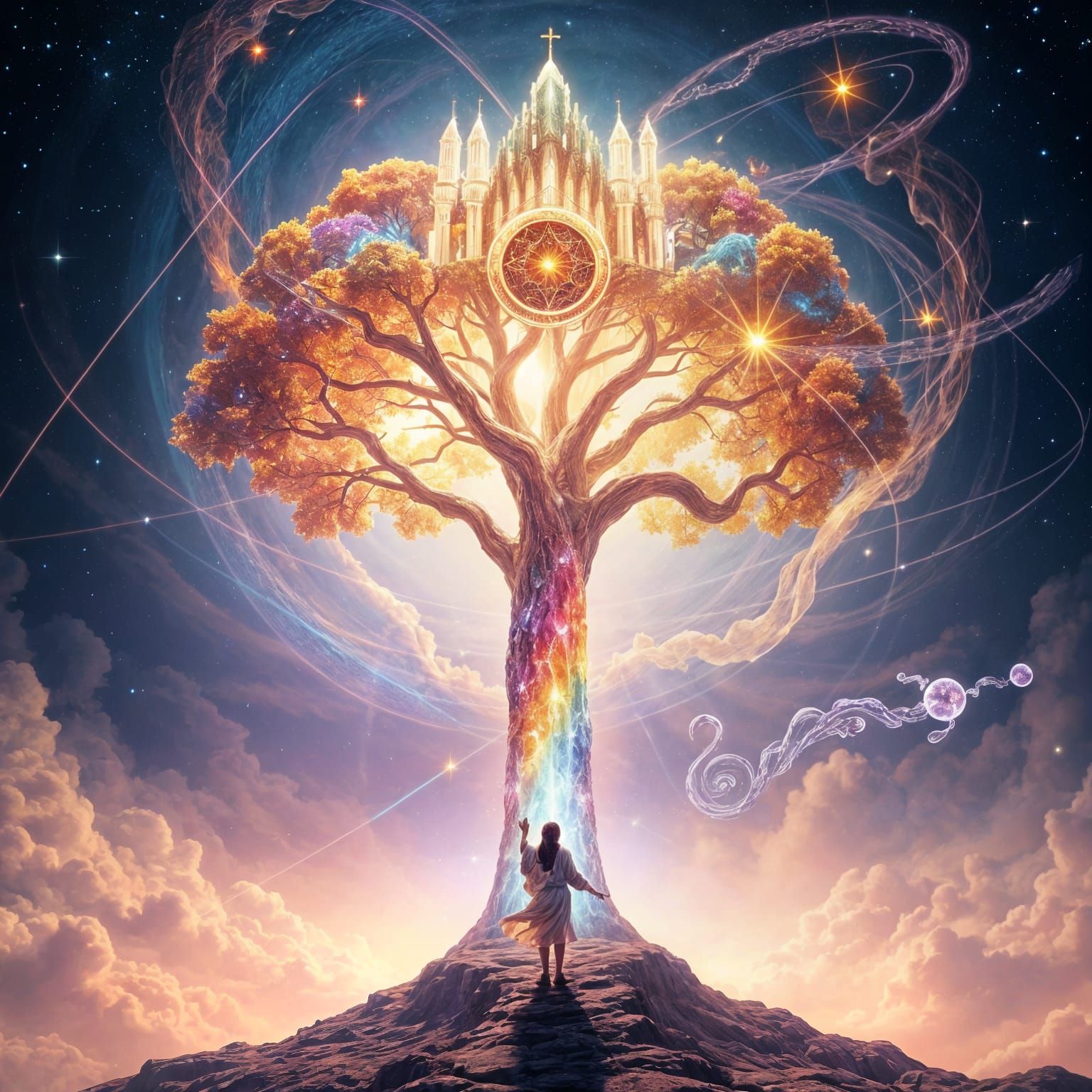 Cosmic Tree of Light: A Digital Fantasy
